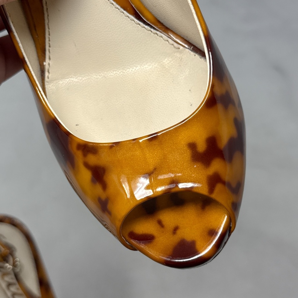 GUCCI Vintage Y2K Tortoise Patent Leather Platform Slingback Pump Heels Glam 5.5 - Picture 6 of 16